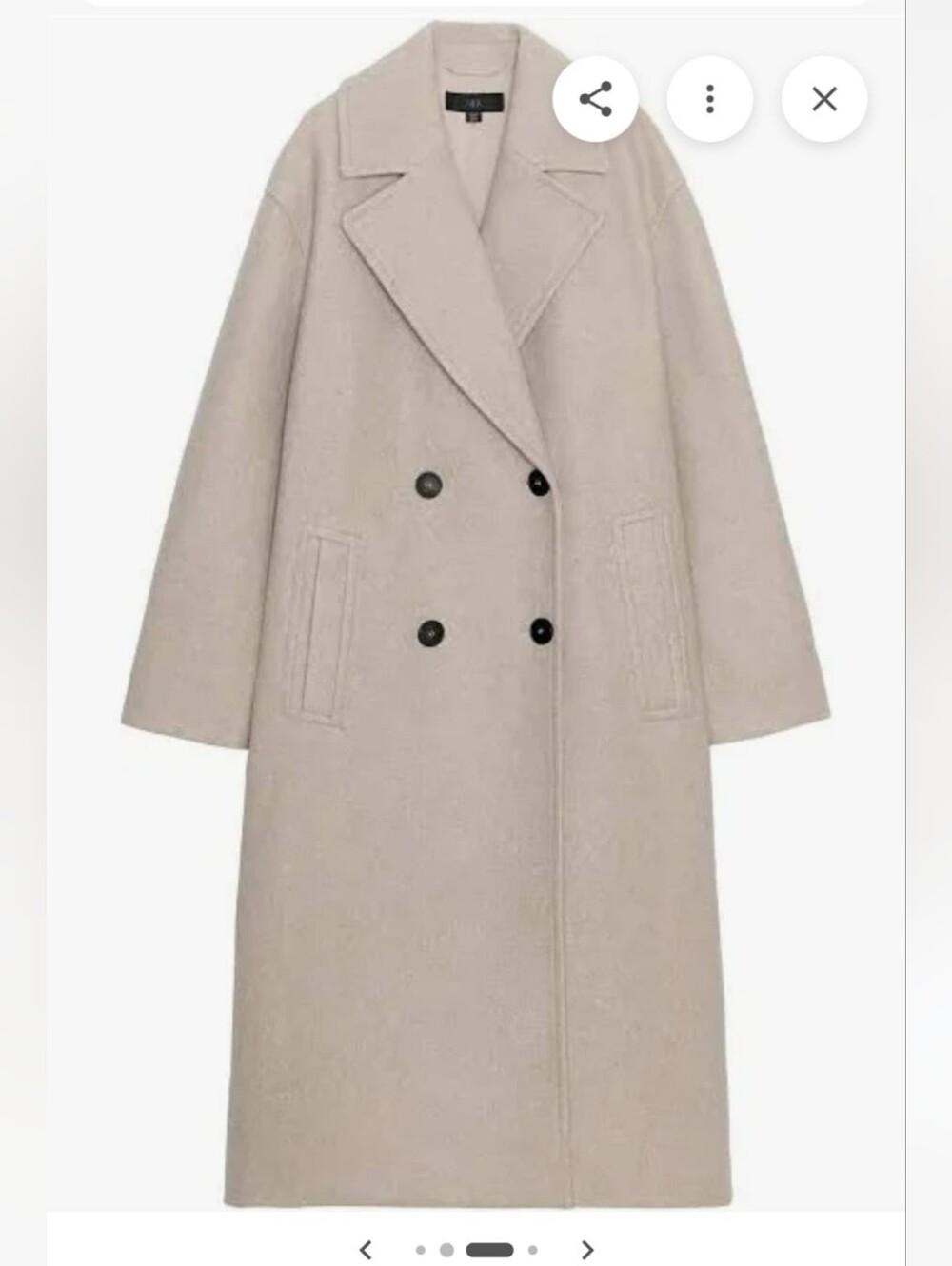 Zara Soft Oversized Double-Breasted Coat in Light Beige